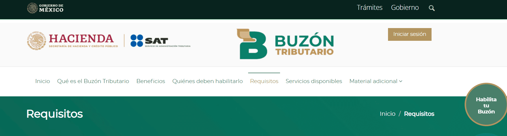 Captura para habilitar el buzón tributario. 