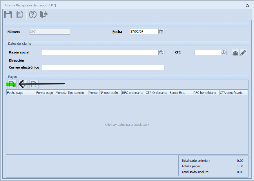 Captura del método de pago PPD del CFDI 03