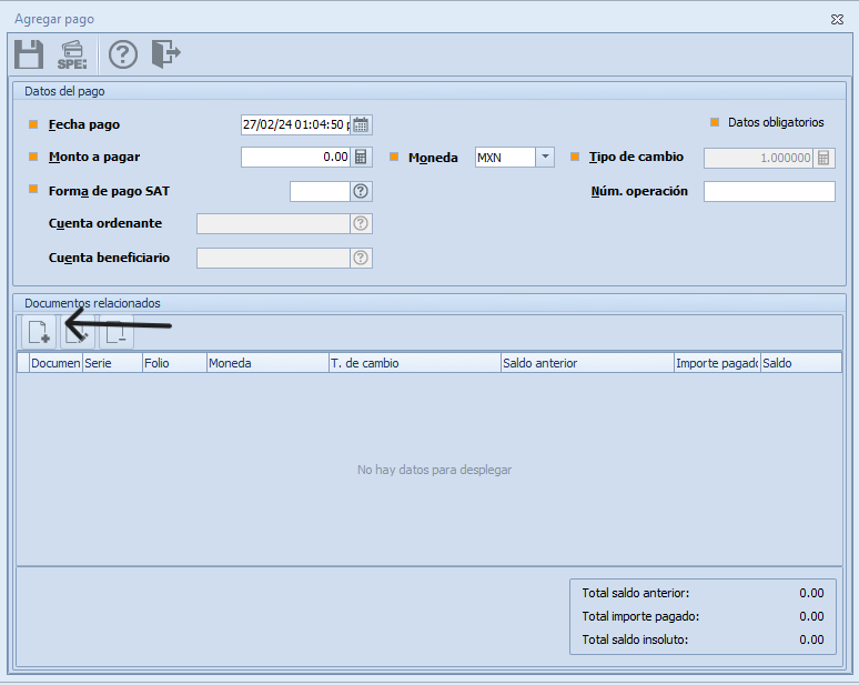 Captura del método de pago PPD del CFDI 04