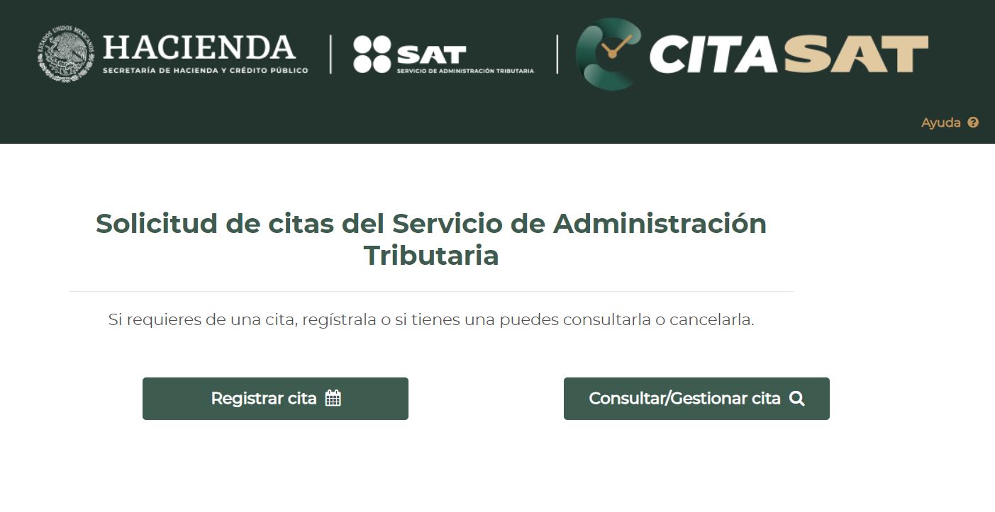 captura del portal del SAT para sacar el RFC