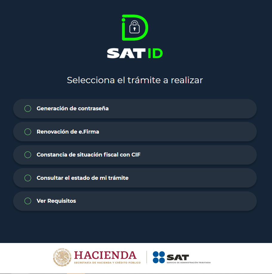 Captura del sistema digital del SAT